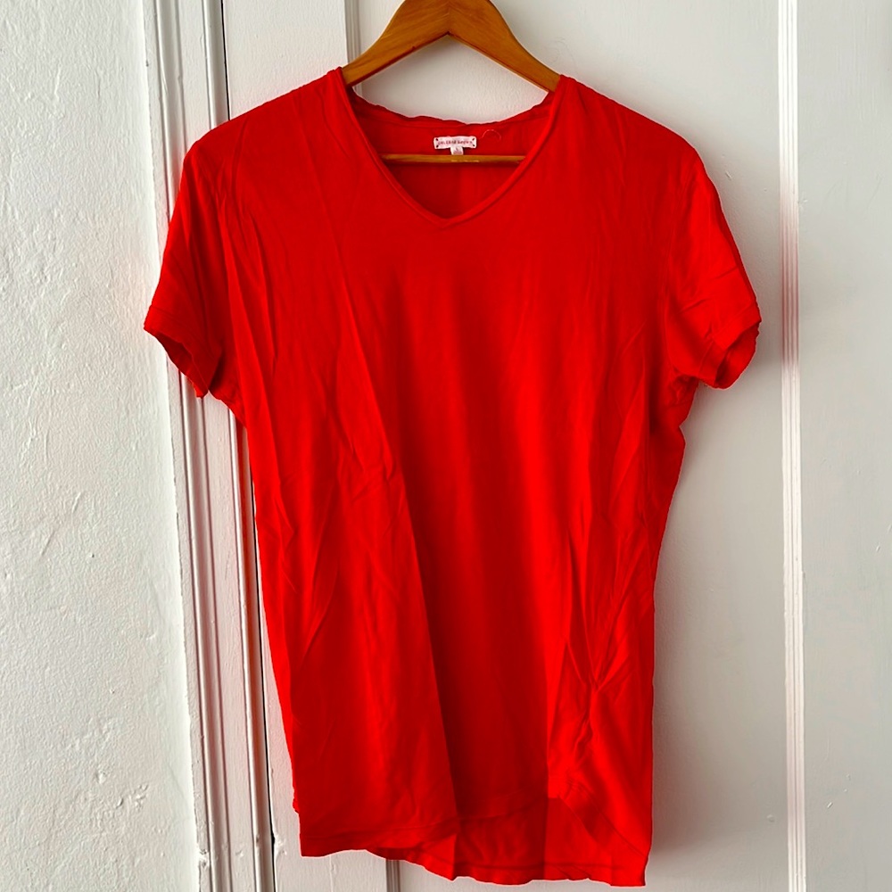 Orlebar Brown Short Sleeve V-Neck Shirt Lifesaver Red *